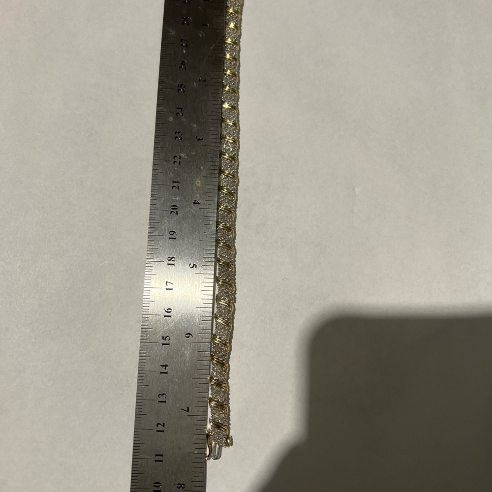 10K Yellow Gold 2 Carat Diamond Bracelet 10k Yellow Gold Earrings And 2 Toe Ring - Picture 5 of 14
